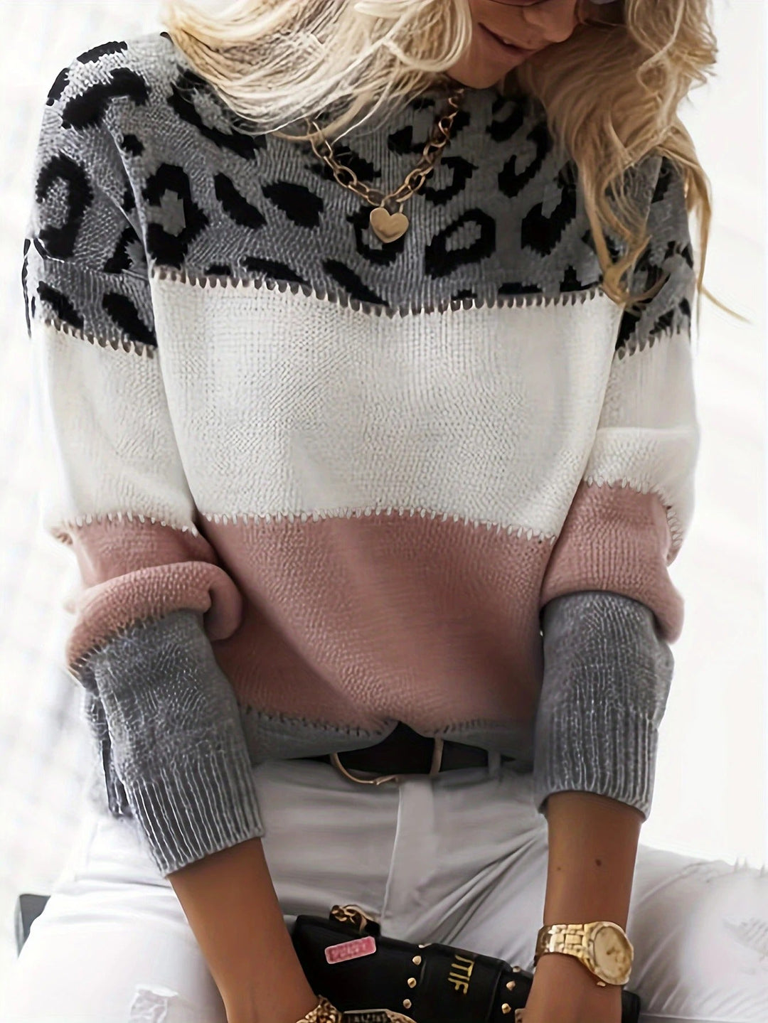 Stilla | Leo-print strikpullover