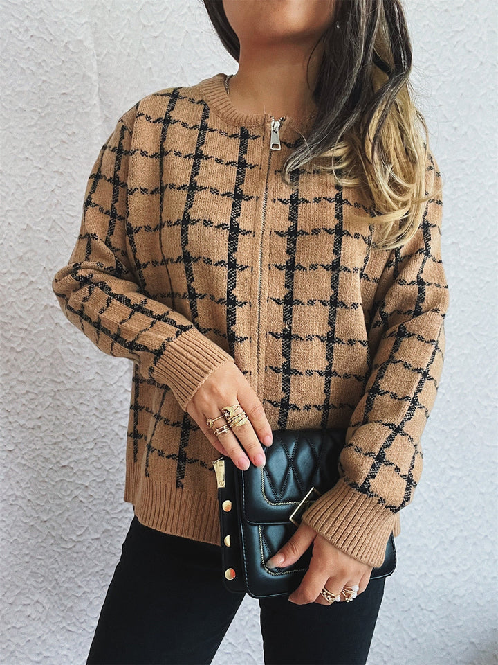 Stilla | Lunt Tjekket Cardigan med Lommer til Hverdagsstil