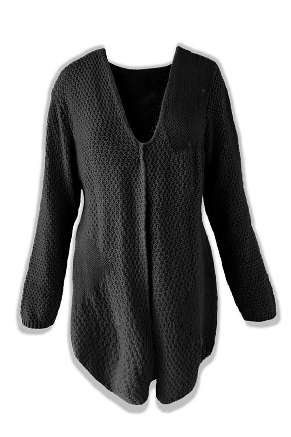 Stilla | Cozy Strikket Mellemlang Cardigan med Lange Ærmer