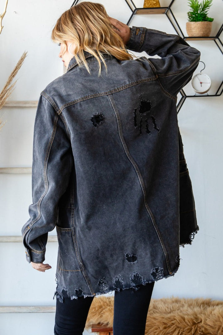 Stilla | Knapper Op Slidset Frayed Hem Denim Jakke