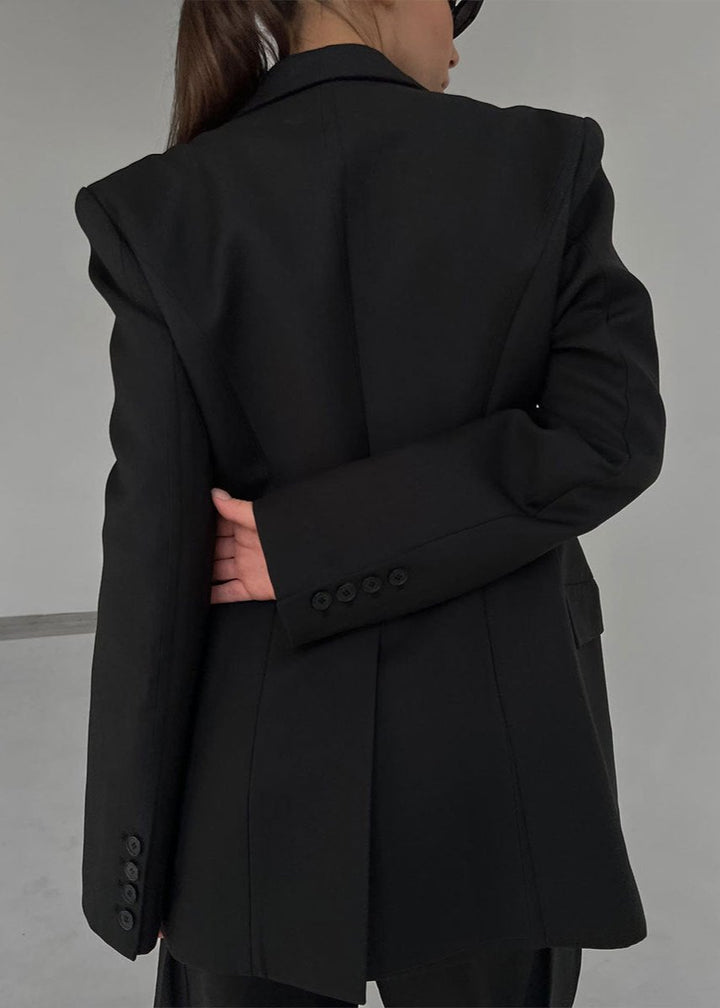 Stilla | Sort V-hals Jakkesætjakke - Elegant Finesse