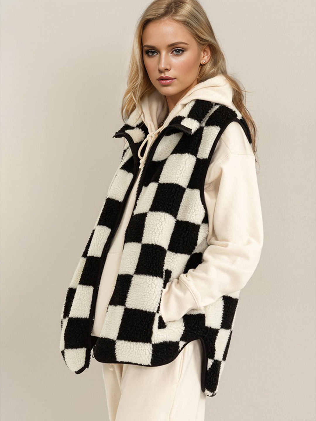 Stilla | Tag Full Size Zip Up Tjekket Veste Kost