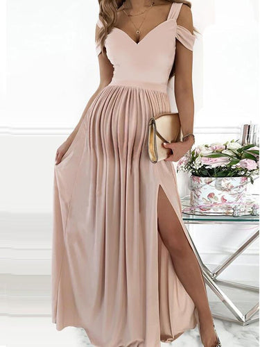 Stilla | Gravidkjole Slids Udsnit V-hals Maxi Gravidkjole Mode Elegante Kjole