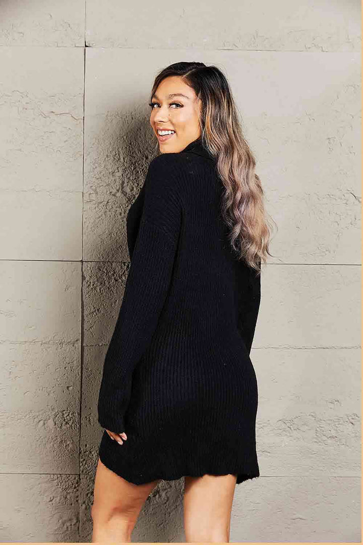 Stilla | Take Rib-strik Turtleneck Drop Shoulder Sweater Kjole