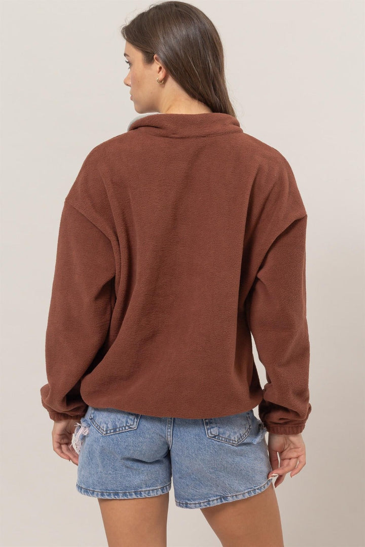 Stilla | Sweatshirt med halv lynlås i fleece i colorblock