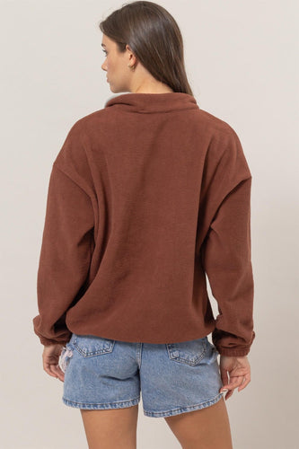 Stilla | Sweatshirt med halv lynlås i fleece i colorblock