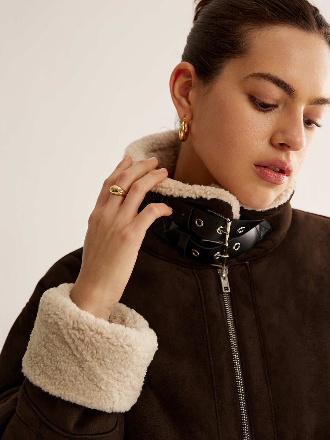 Stilla | Vintage Brown Fleece-Foret Jakke med En Afslappet Fit