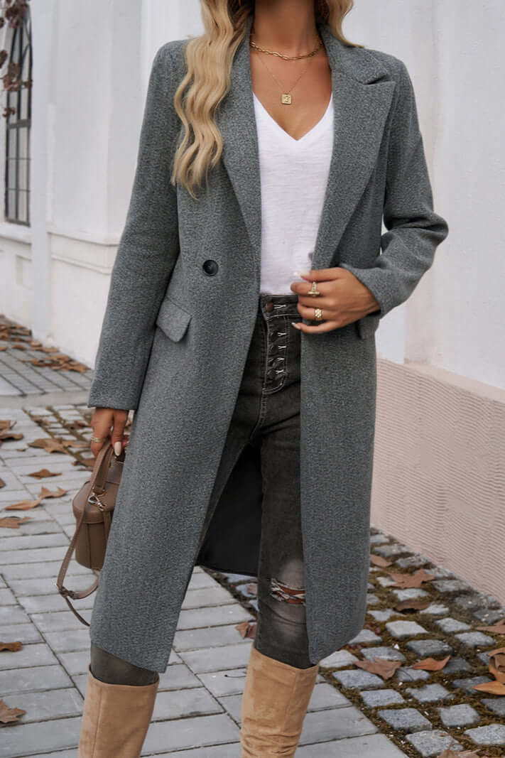 Stilla | Elegant Dobbeltknappet Langfrakke