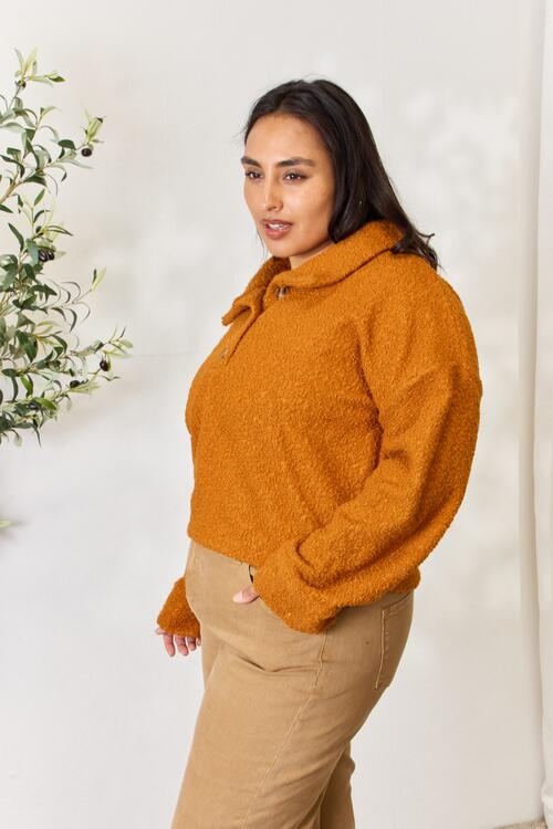Stilla | Code Fuld Størrelse Halv Knap Turtleneck Sweatshirt