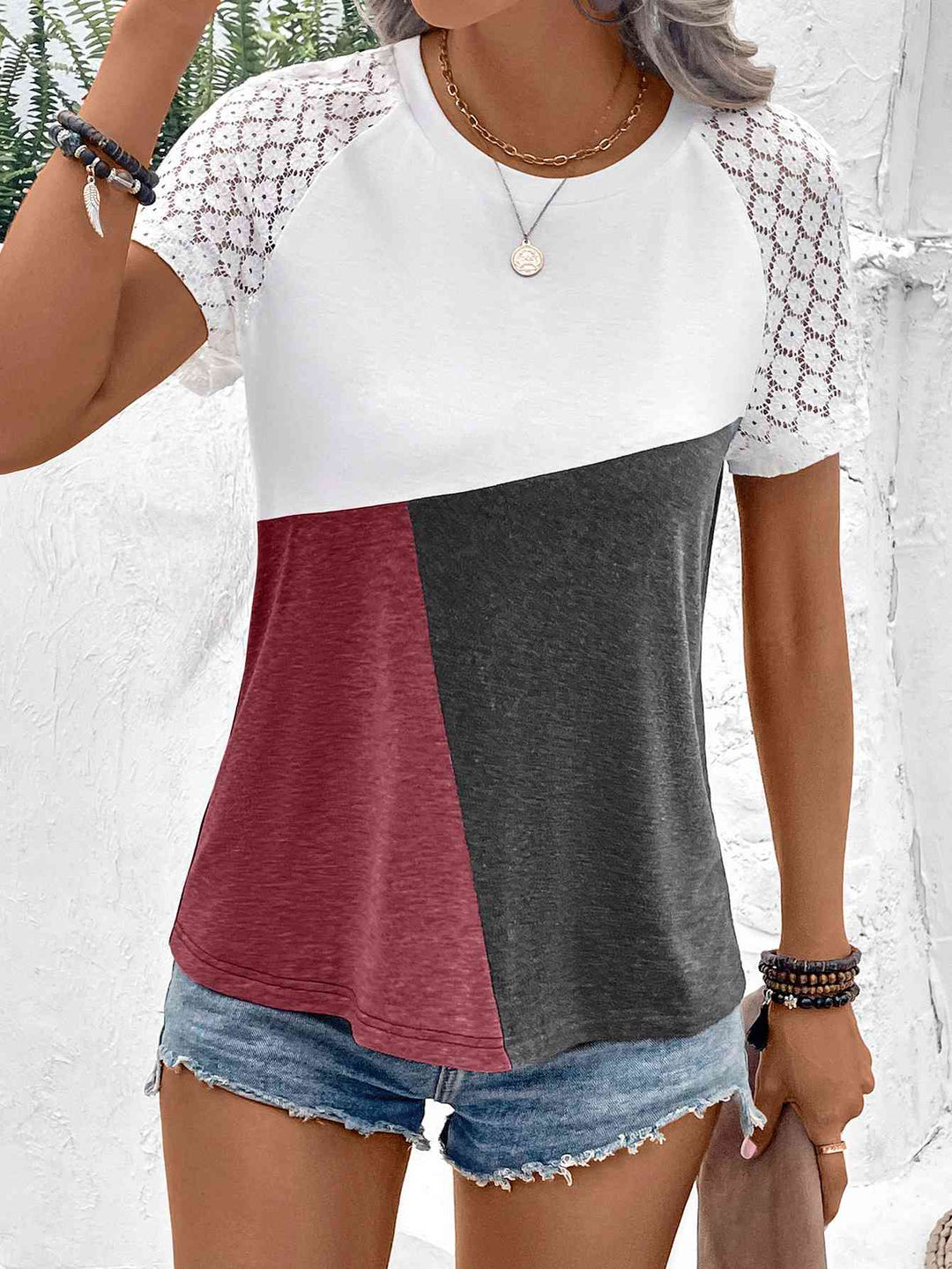 Stilla | Block Raglan Ærme Rund Hals T-shirt