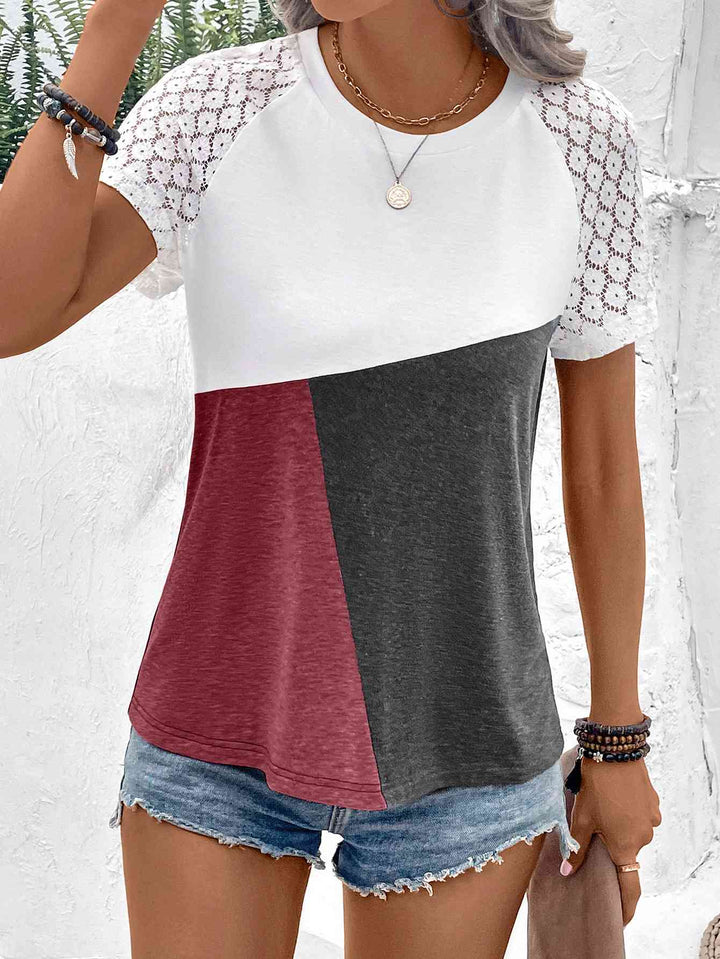 Stilla | Block Raglan Ærme Rund Hals T-shirt