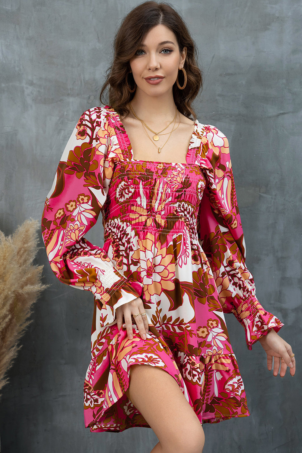 Stilla | Square Neck Flounce Sleeve Dress