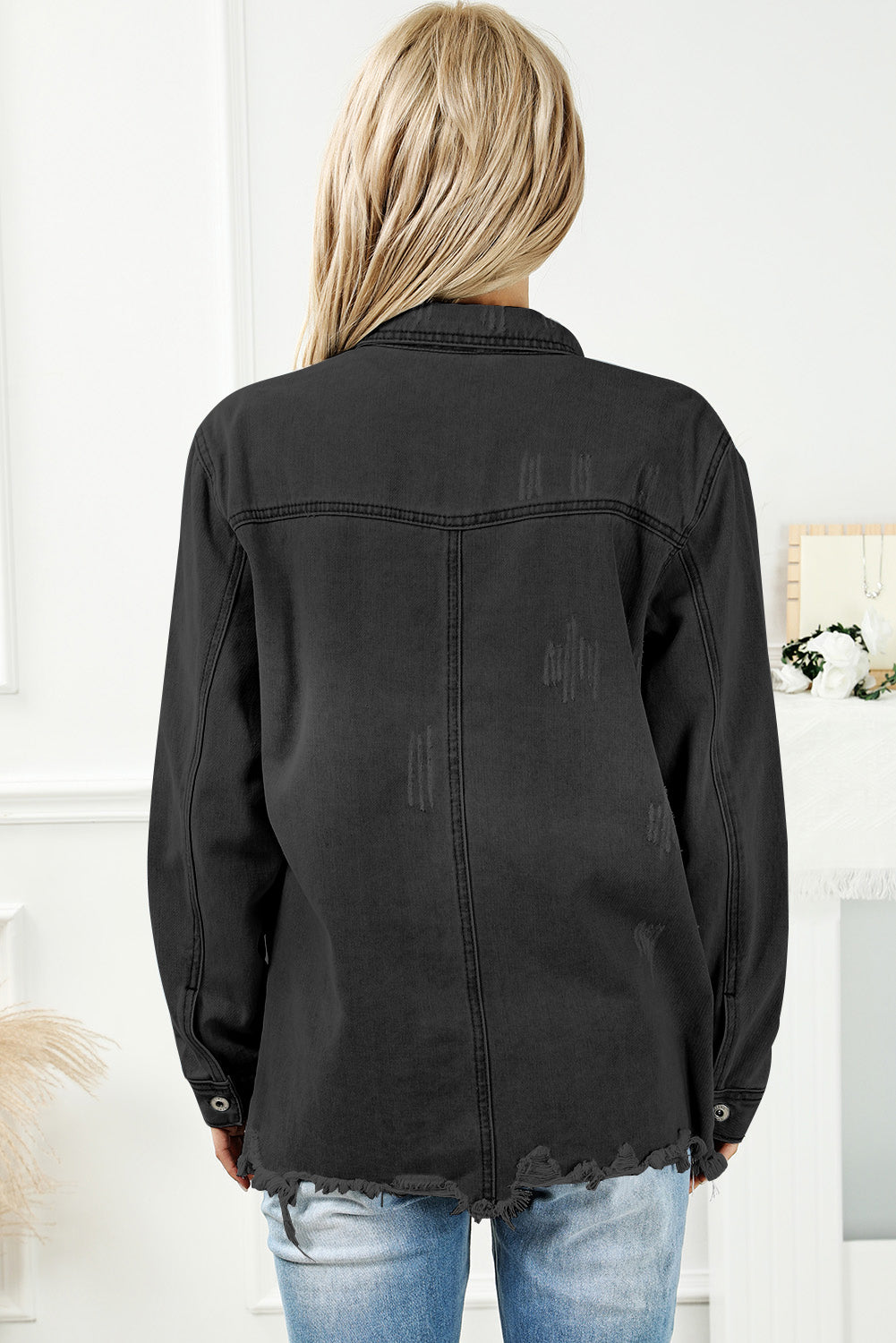 Stilla | Knap Op Frayed Hem Denim Jakke