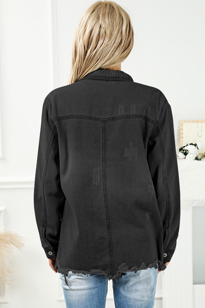 Stilla | Knap Op Frayed Hem Denim Jakke