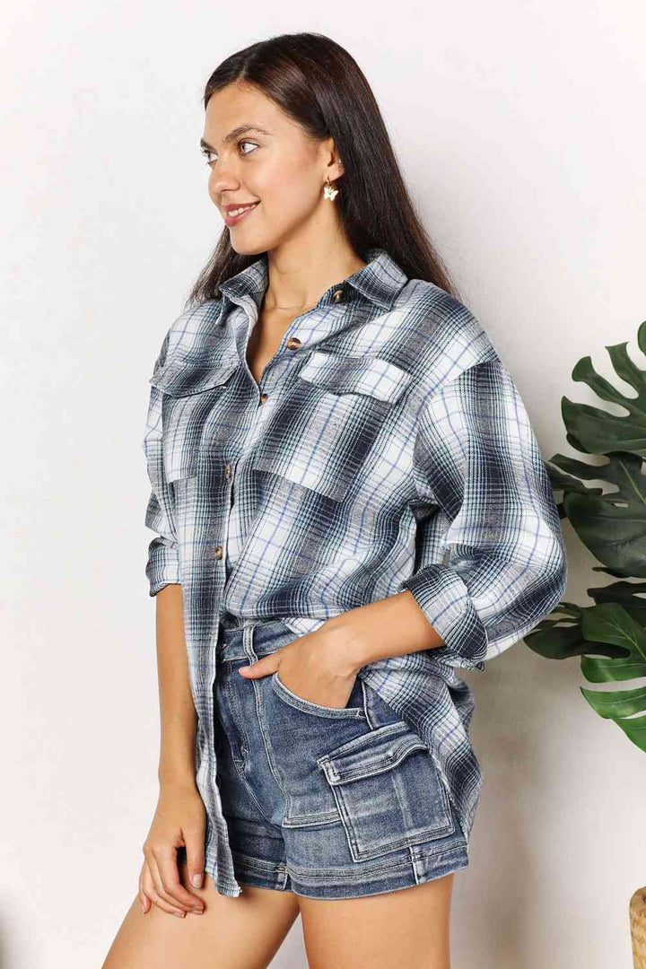 Stilla | Take Plaid Dropped Shoulder Shirt