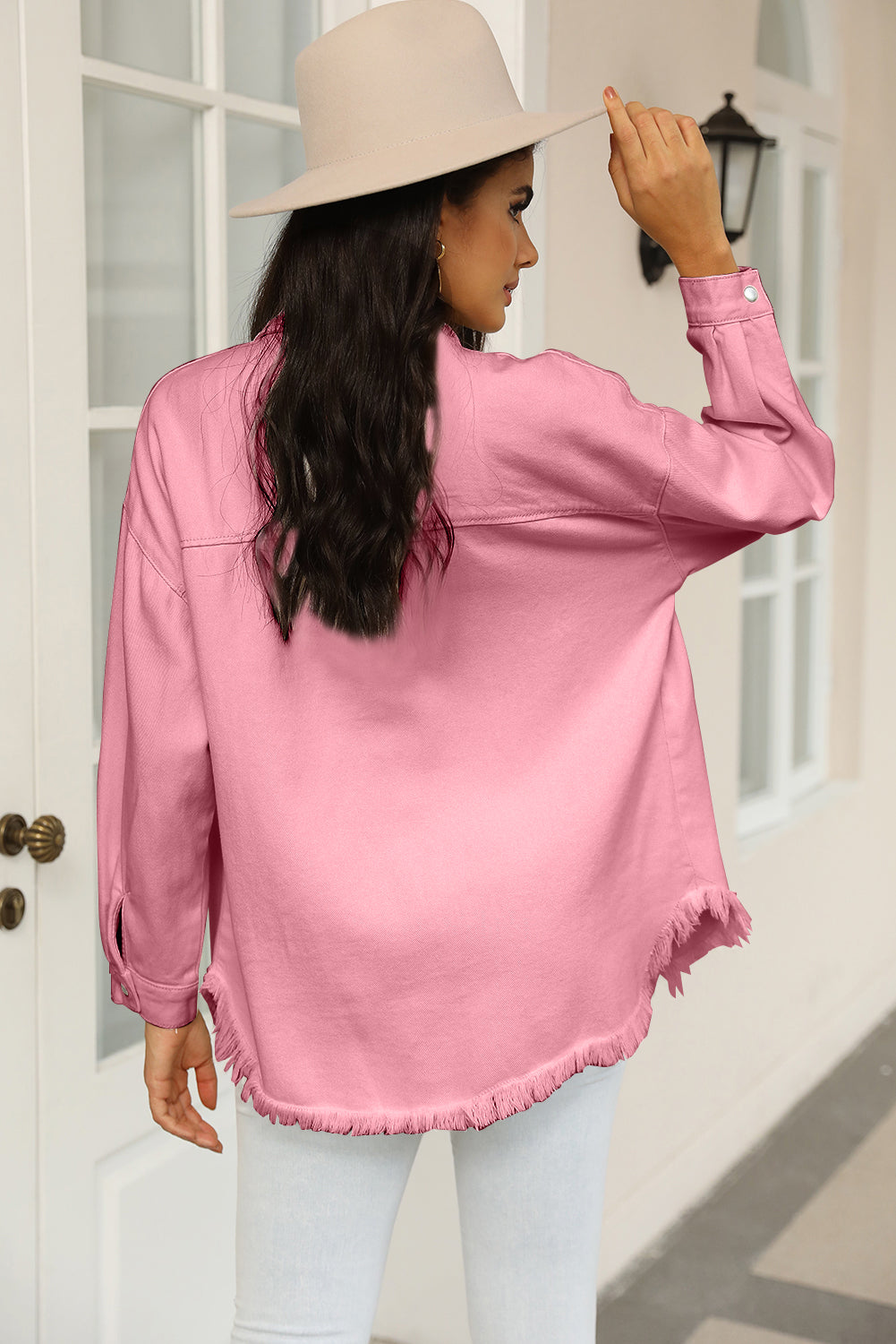 Stilla | Snap Down Raw Hem Denim Jakke