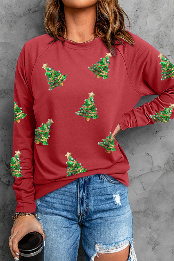 Stilla | Pailletter Juledesign Pullover Sweatshirt