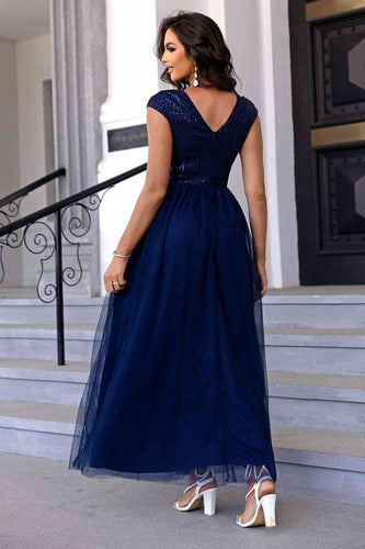 Stilla | V-hals Mesh Maxi Kjole