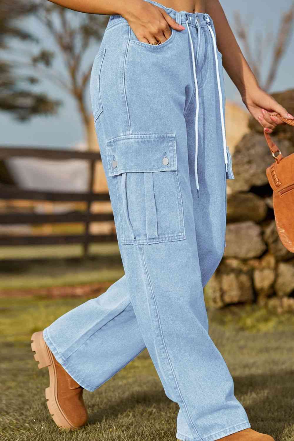 Stilla | Fit Snørejeans Med Lomme