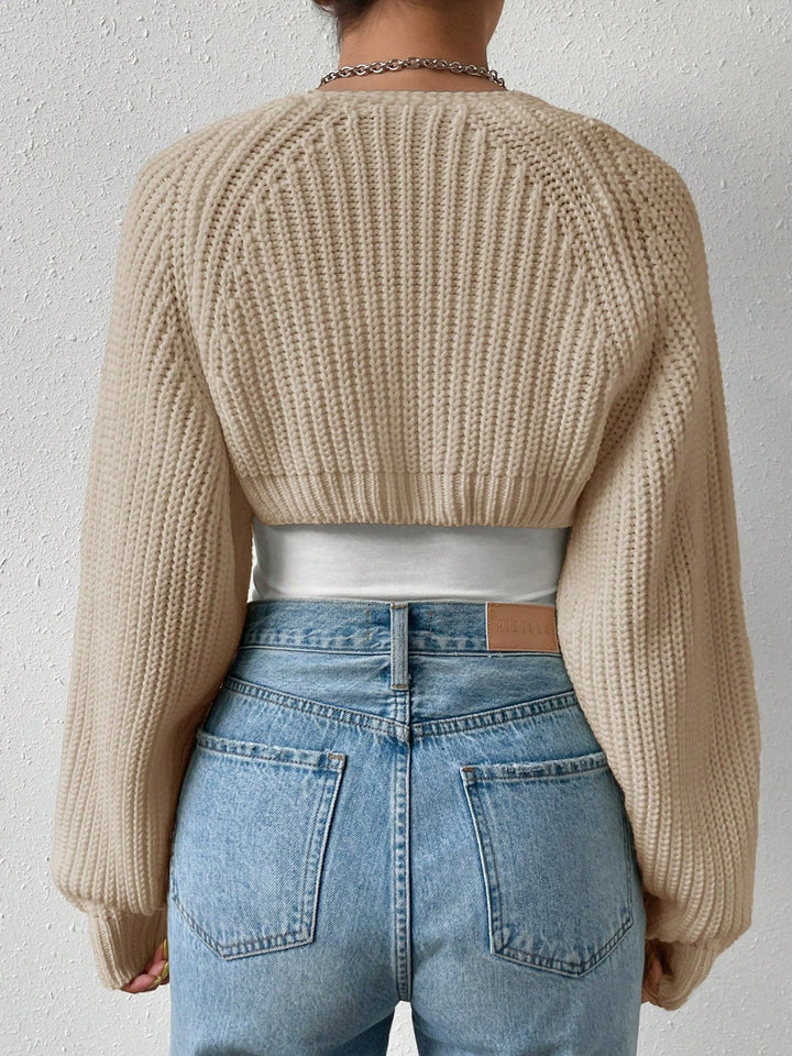 Stilla | Åben Front Langærmet Cropped Cardigan