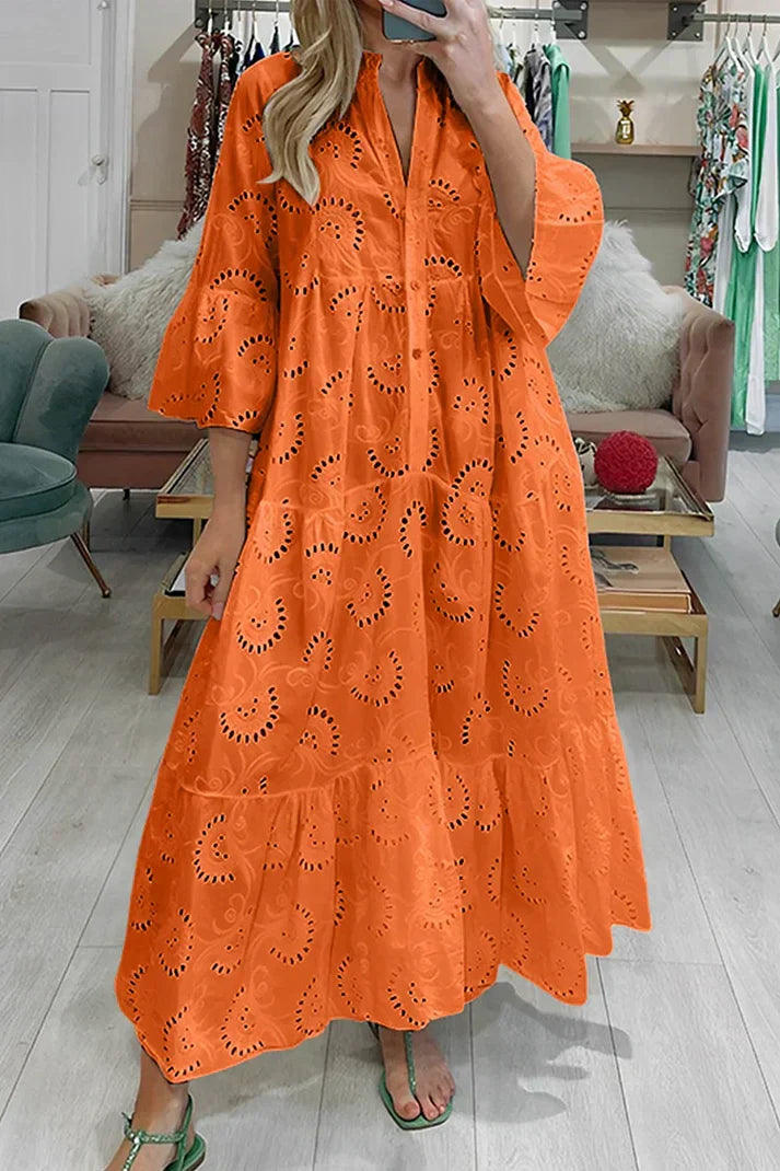 Stilla | Elegante Kjole Med Broderede Øjne