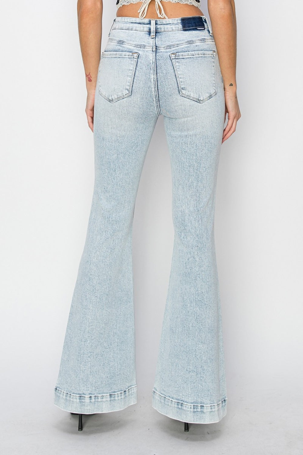 Stilla | Full Size High Rise Front Patch Pocket Flare Jeans