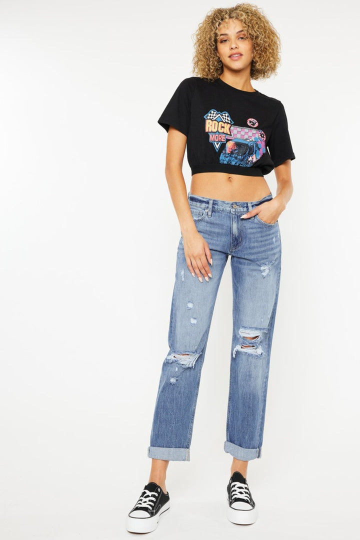 Stilla | Mellemhøjde Distressed Straight Jeans