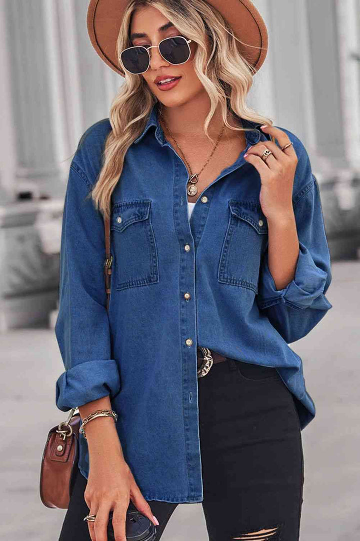 Stilla | Hals Dropped Shoulder Denim Top