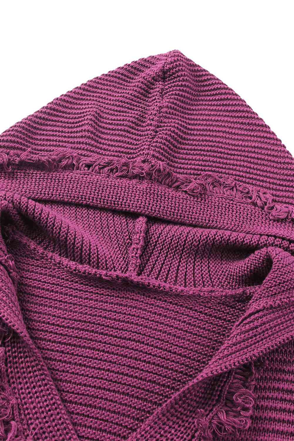 Stilla | Højre Vandret Ribbet Frynse Trim Hætte Sweater