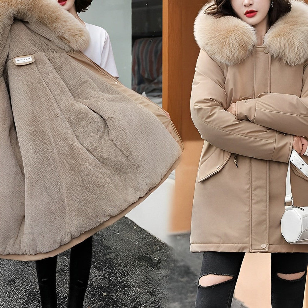 Stilla | Dameparka med pelskrave, uldforing