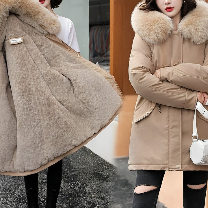 Stilla | Dameparka med pelskrave, uldforing