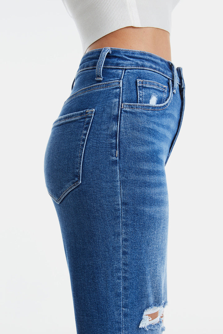 Stilla | Full Size Distressed High Waist Mom Jeans