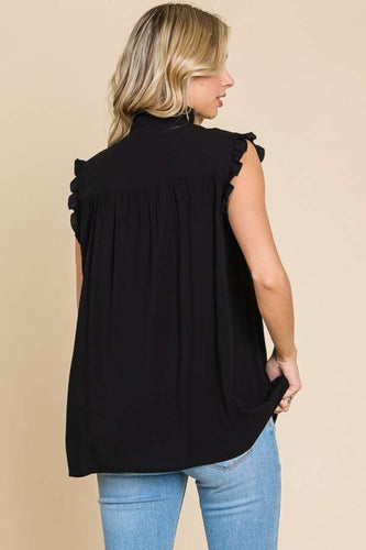 Stilla | Code Full Size Frynse Kante Smocked Ærmeløs Top