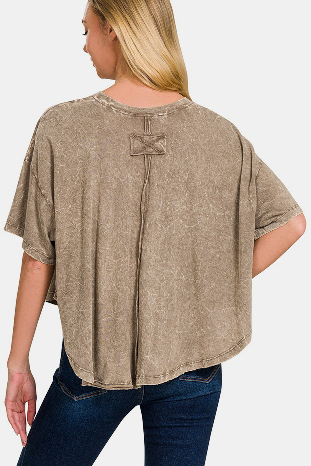 Stilla | Vasket Rund Hals Drop Shoulder Cropped T-Shirt