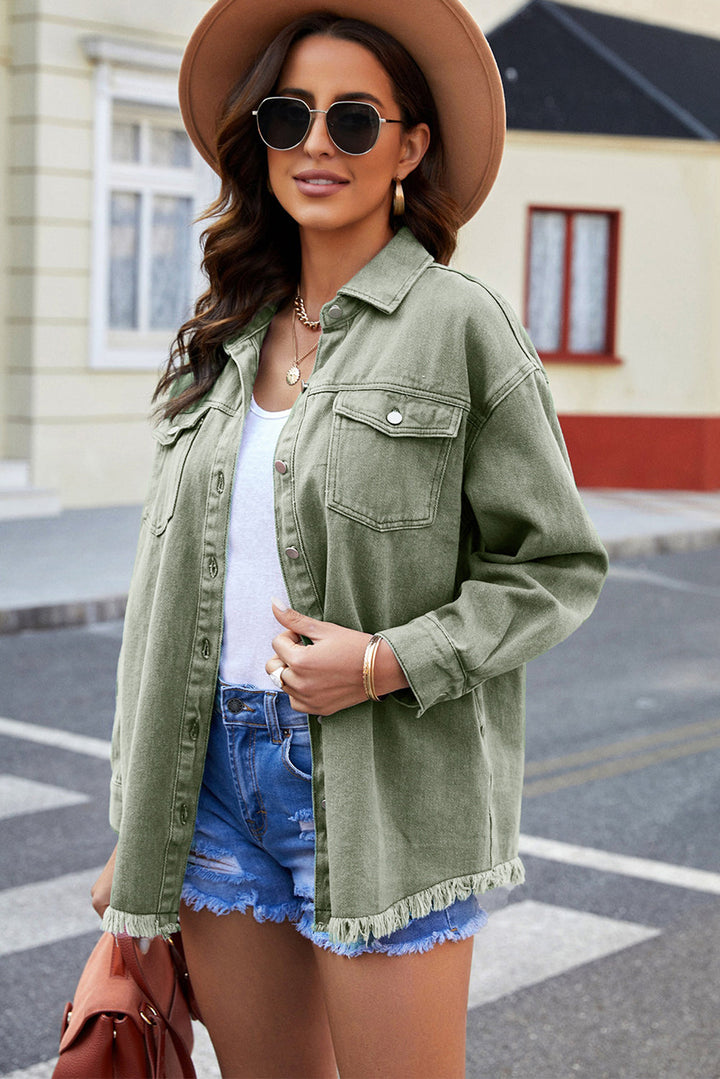 Stilla | Up Pocketed Raw Hem Denimjakke