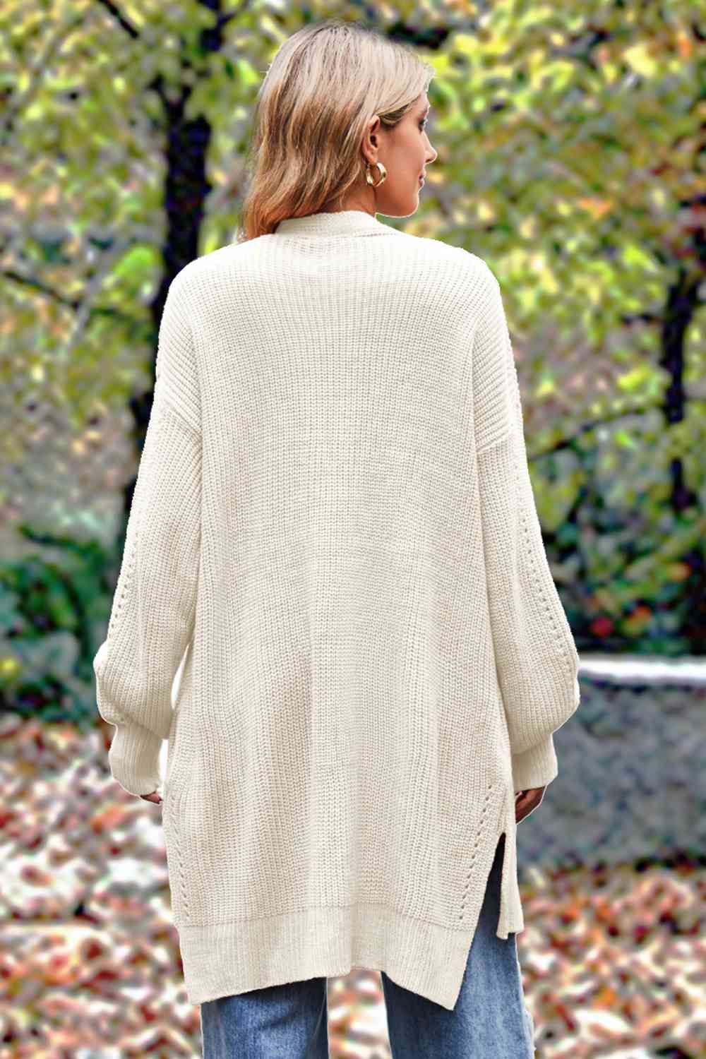 Stilla | Langærmet Åben Front Slids Cardigan
