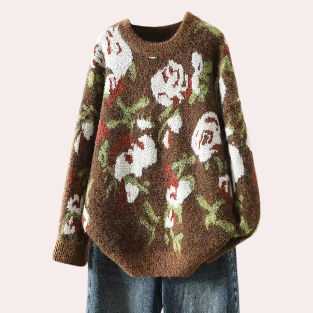 Stilla | Blomsterstrikket Trøje til Kvinder