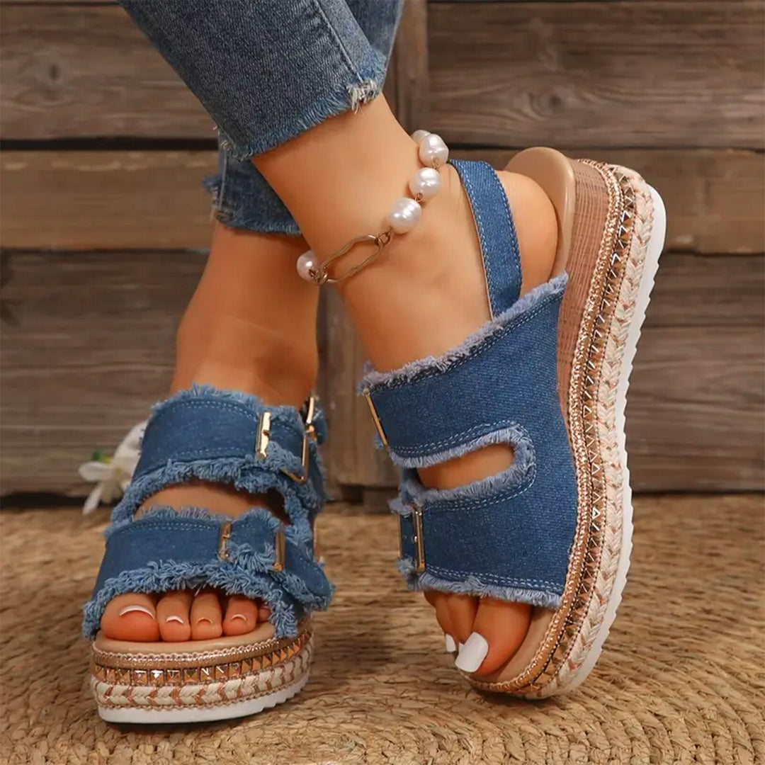 Stilla | Afslappet Denim Wedges