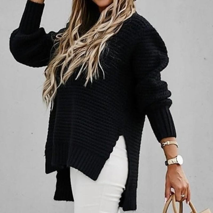 Stilla | Strikbluse Oversized Snit Høj Udsnit Blød og Varm