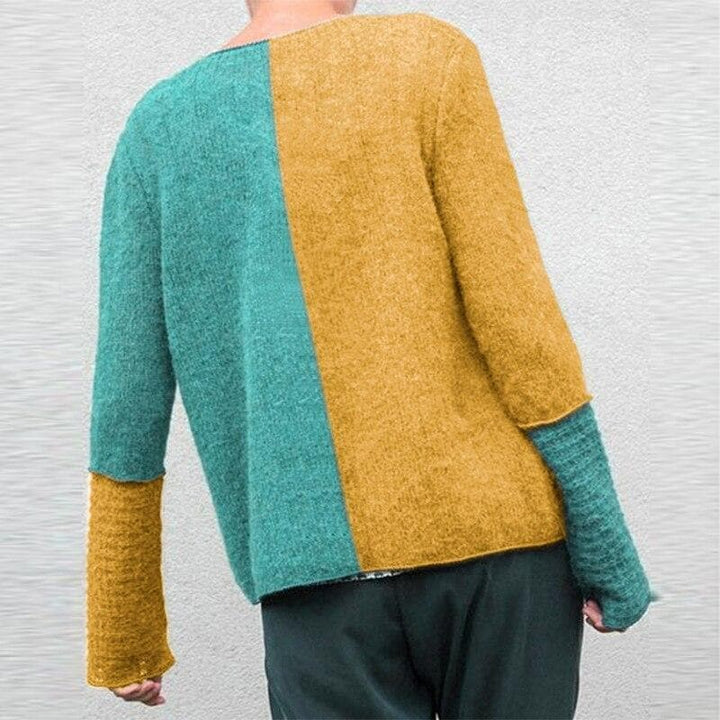 Stilla | Relaxed Fit Sweatshirt Farveblok Knap-Front Sweatshirt