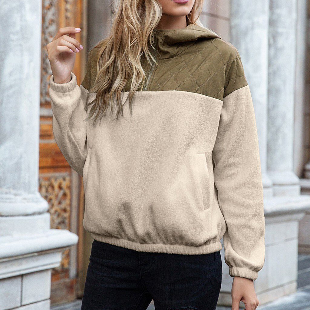 Stilla | Hoodie Polstret Overdel & Blødt Fleece Halv Lynlås Løs Pasform med Lommer
