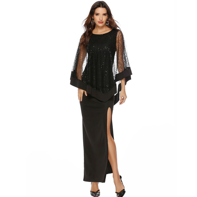 Dame Elegant Paillet Overlay Aftenkjole Stilla