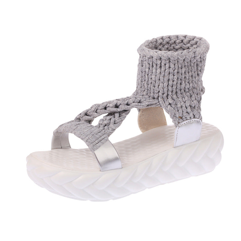 Dame nan håndvævet strik-sandalette med elastisk ankelstrop og ergonomisk skumpolstret sål Skovae