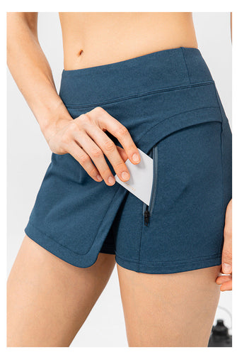 Stilla | Yoga Culottes Imitation Denim Tennis Skirt With Belted Pocket Tæt Fit, Falsk to Delt Design
