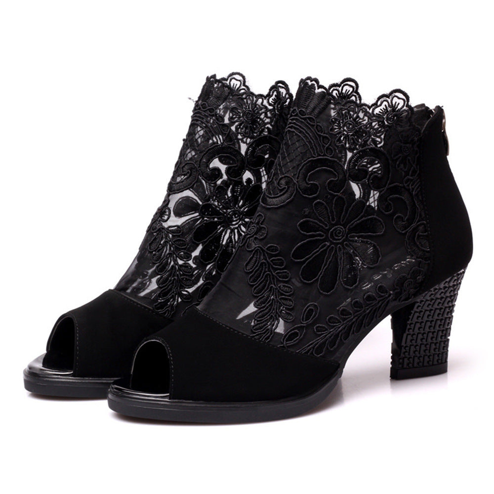 Dame Peep-Toe Støvler med elegant spidsudsmykning Stilla