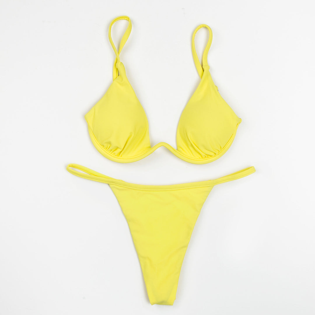 Damer trekants-bikini med skinnende top og justerbare stropper Skovae