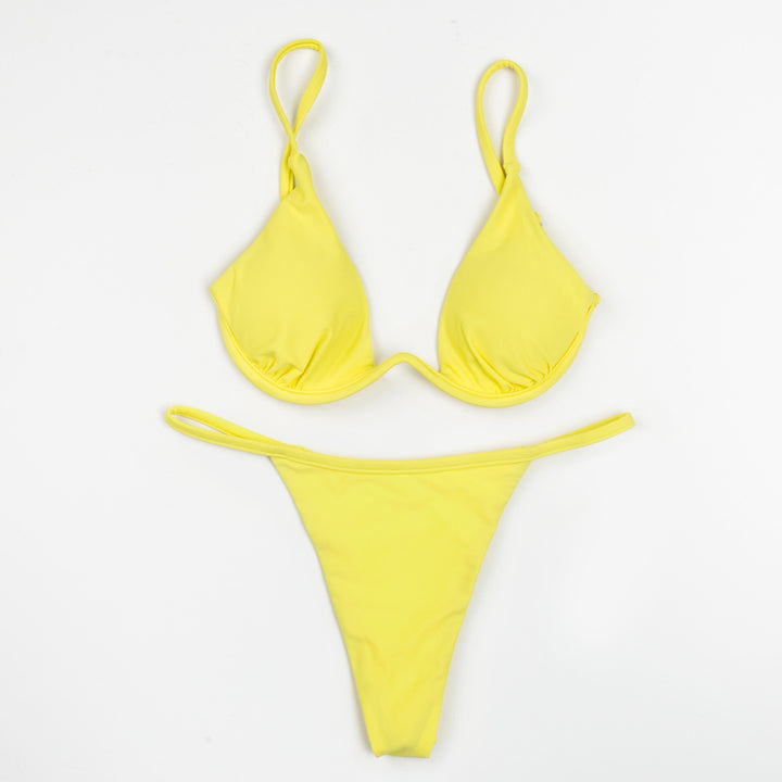 Damer trekants-bikini med skinnende top og justerbare stropper Skovae
