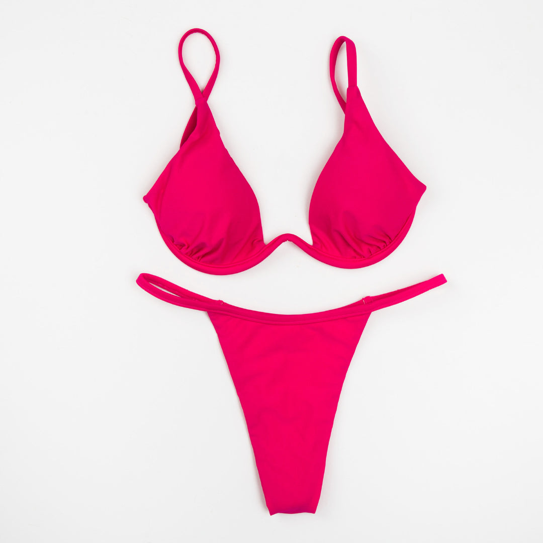 Damer trekants-bikini med skinnende top og justerbare stropper Skovae