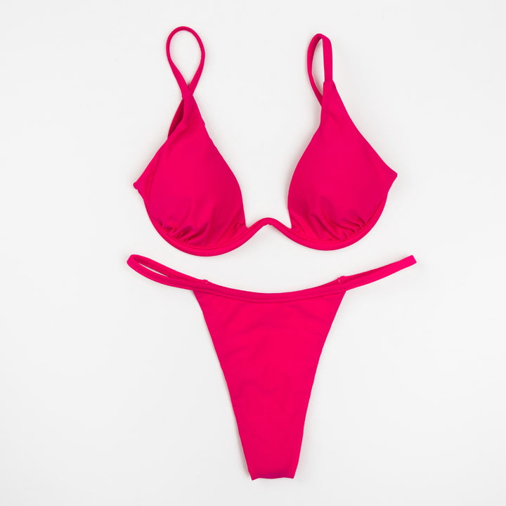 Damer trekants-bikini med skinnende top og justerbare stropper Skovae