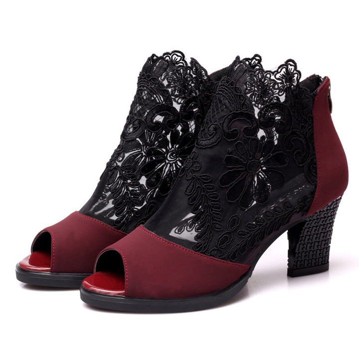 Dame Peep-Toe Støvler med elegant spidsudsmykning Stilla